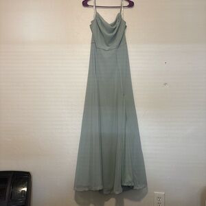 Sage Green Cowl Neck Spaghetti Strap Maxi Dress